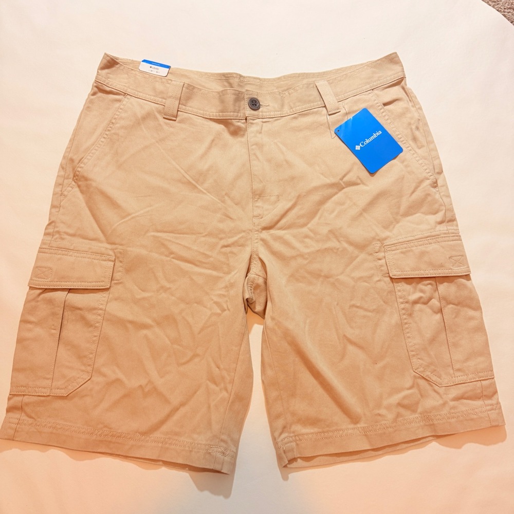 Columbia Cobalt Lake Cargo Shorts Mens 36 Tan XM4835-160 10 Inseam NWT